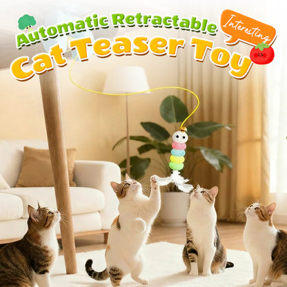 🐱 Automatikus behúzható macskajáték – Mozgó, visszahúzódó játék – Öngondoskodó szórakozás aktív cicáknak 🧶