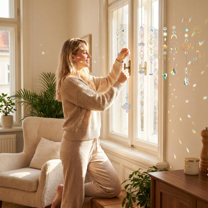 💎☀️ Napsütés‑fogó függőszett – Napfényt csapdába ejti, szivárványt varázsol, csillogást ad az ablakoknak 🌈